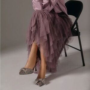 The Chéri Ruffled Tulle Midi Skirt by Anthropologie